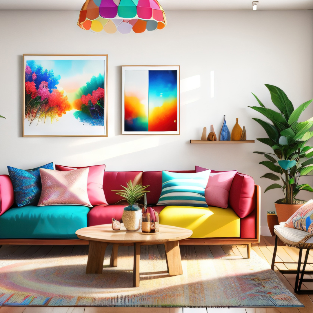 colorful home decor in a living room