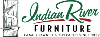 Indian River Furniture logo with egret illustration, established 1939.