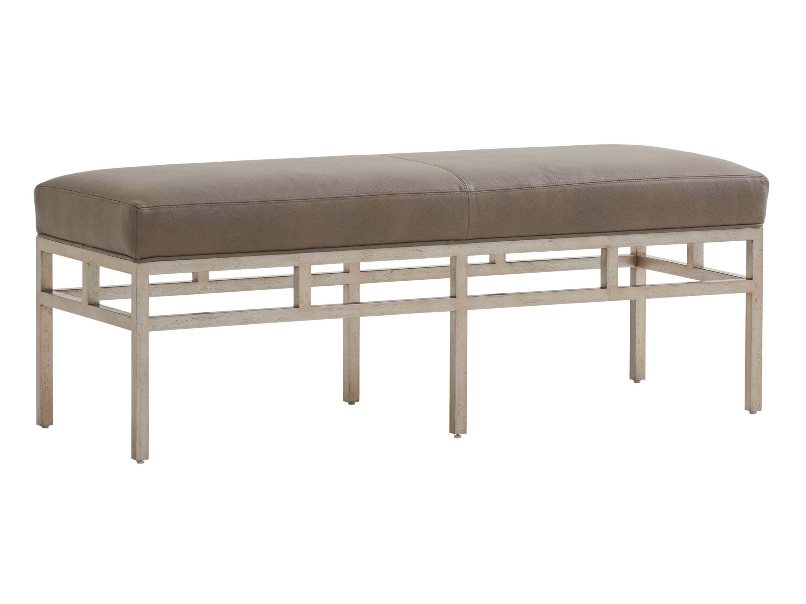 80bad457fb4418e5d324b60cad91a50b Barclay Butera Upholstery Lucca Leather Metal Bench LL5460-25 - No Finish - Image 1