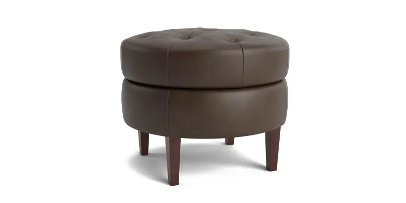 8e31bbddf76cbca7b626de10eb3ddc72 Delway Round Leather Ottoman - Image 1