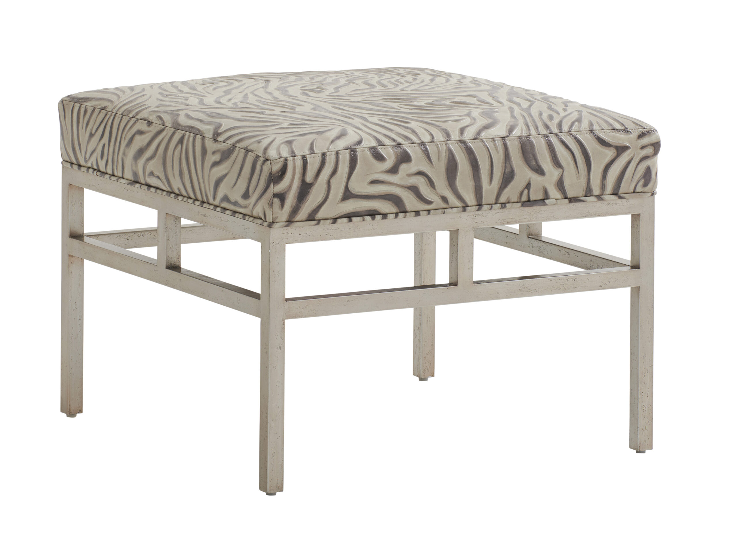 d49447d1cf2355aa174c86779272f1e0 Barclay Butera Upholstery Lucca Leather Metal Ottoman LL5460-44 - No Finish - Image 1