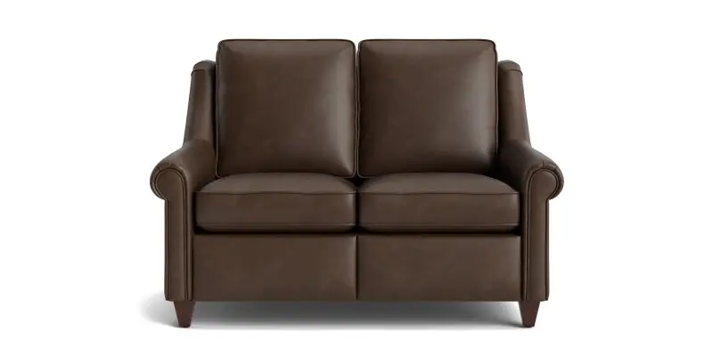 dfc1c09f76824f36a671ab2fe2e46536 Magnificent Motion Leather Panel Arm Reclining Loveseat - Image 1
