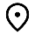 Black outline location pin icon with dot