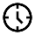 Simple black outline clock icon.