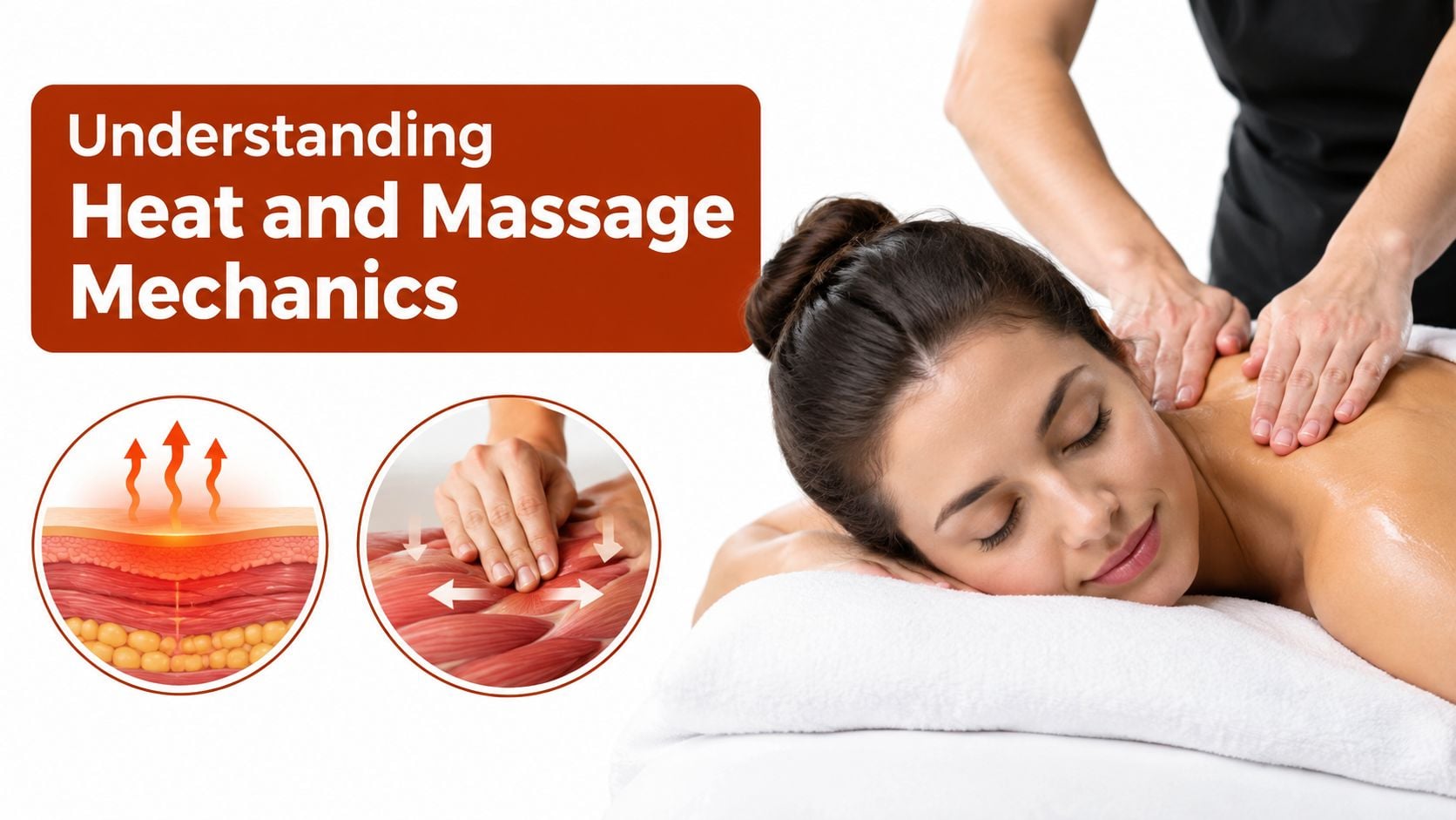 A professional massage therapist working on the back of a relaxed woman in a studio setting.
