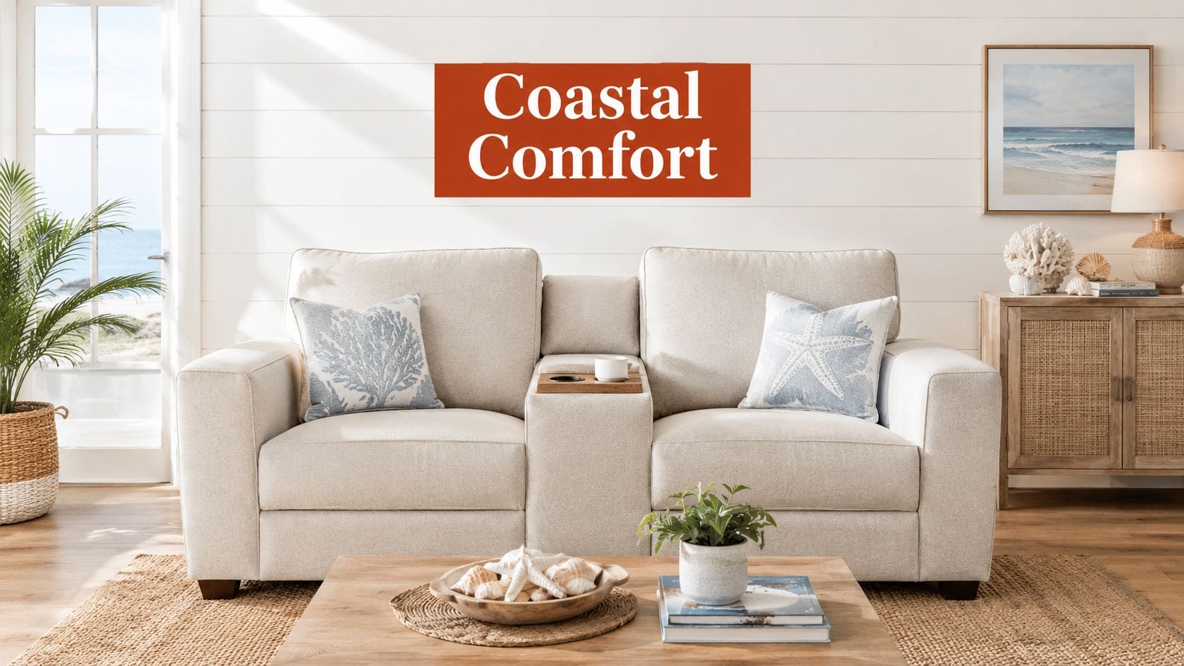 loveseat with console coastal living